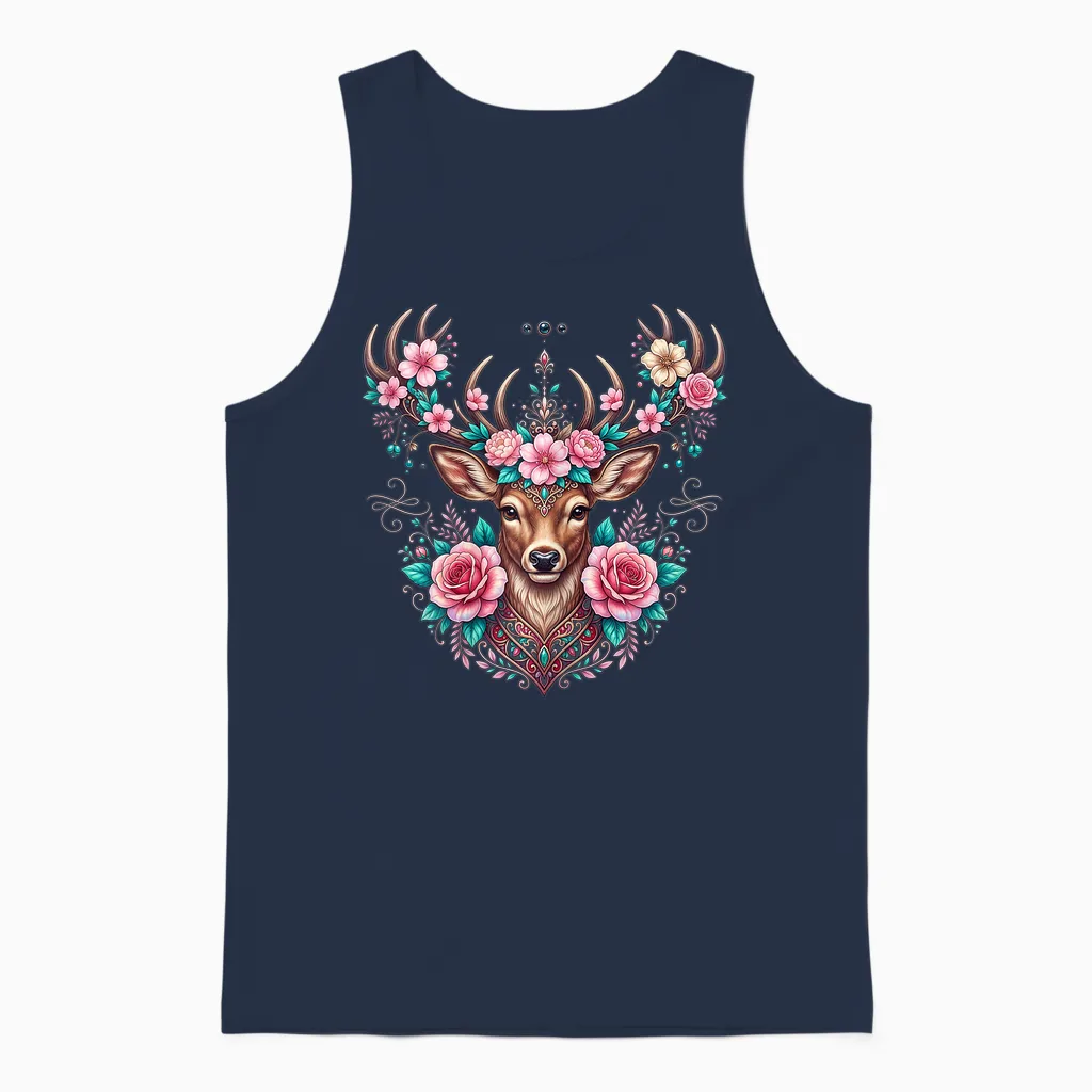 Hirsch T-Shirt Damen Trachtenshirt Dirndl Oberteil Trachten Unisex Tank Top in Navy