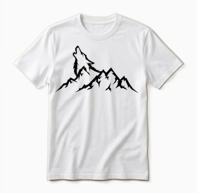 Wolf Mountain T-Shirt - Retro Wildlife Heulender Wolf Natur Unisex T-Shirt in White