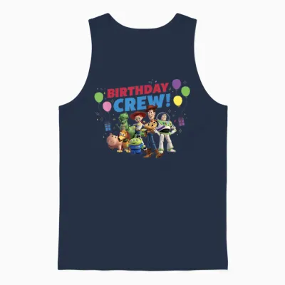 Disney and Pixar's Toy Story Family Party Birthday Crew T-Shirt, Black Unisex Tank Top - Navy