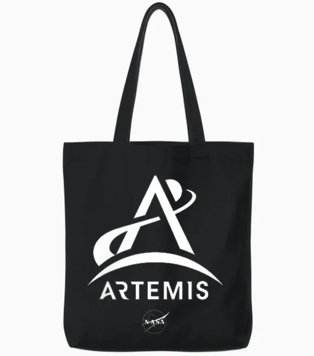 Nasa Artemis Mission Logo Tote Bags in Black