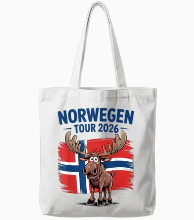 Norwegen Tour 2026 Elch Angeln Camping & Natur in Norwegen Tote Bags - White
