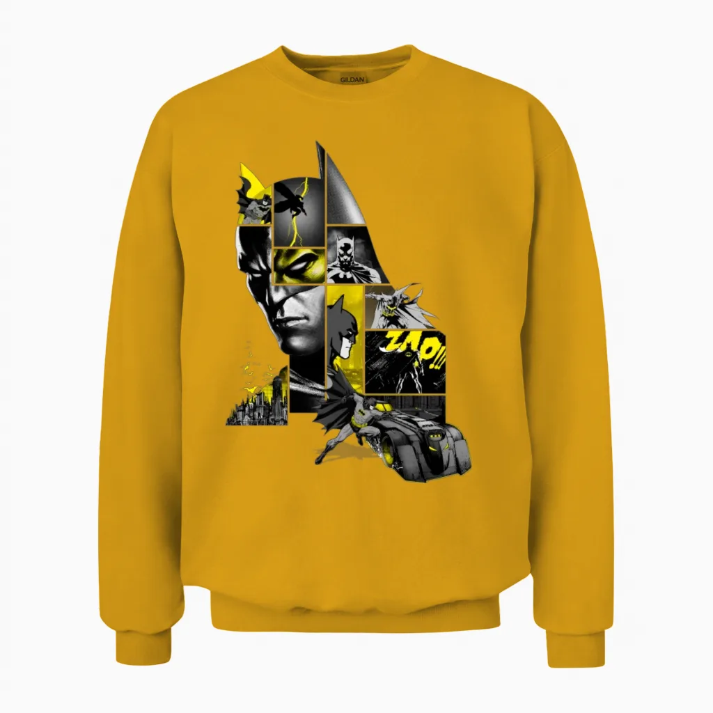 Batman 80 Years Action Batmobil Unisex Sweatshirt in Gold