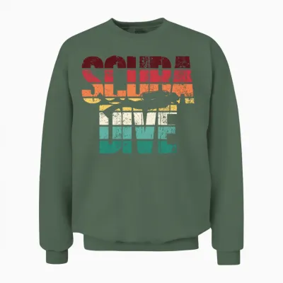 Scuba Dive Vintage Retro Unisex Sweatshirt - Military Green