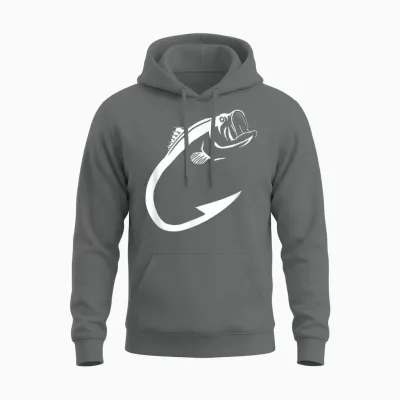 Fish Hook Minimal Art Cool Fishing Lover Art Lover Gift Unisex Hoodie - Graphite Heather