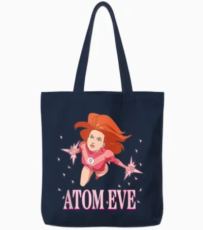 Invincible Atom Eve Flying Heroic Logo T-Shirt, Black, S Tote Bags - Navy