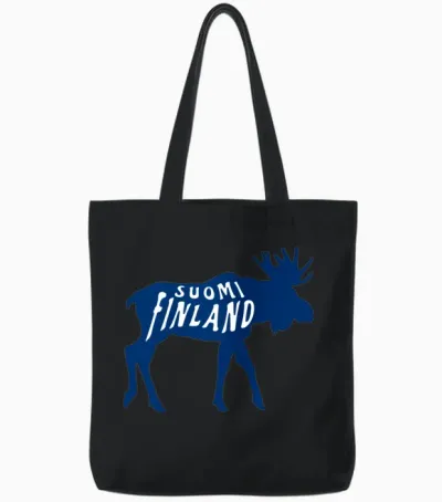 Suomi Finland Moose Tote Bags - Black