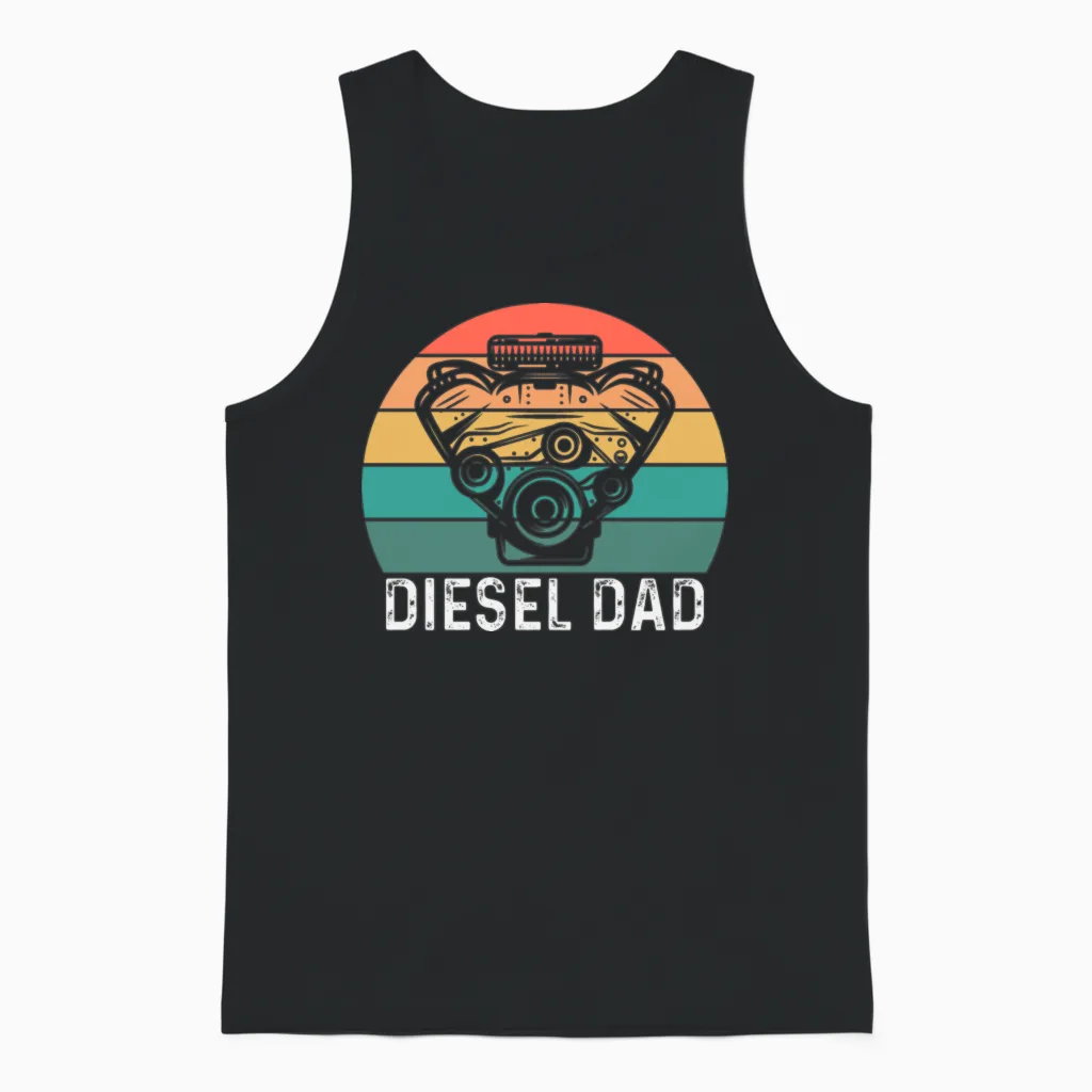 Vintage Diesel Mechanic Saying for Mechanic Dad Unisex Tank Top in Black