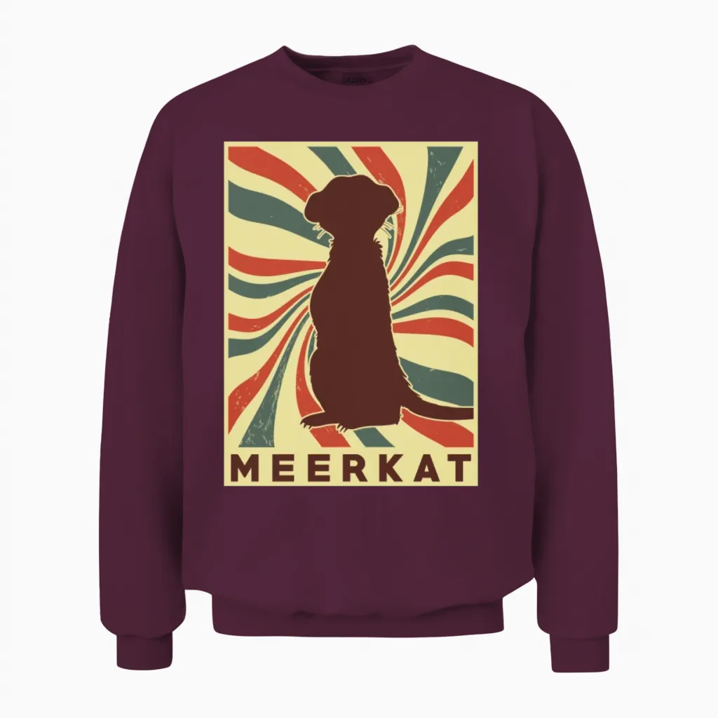 Meerkat Retro Vintage Unisex Sweatshirt in Maroon