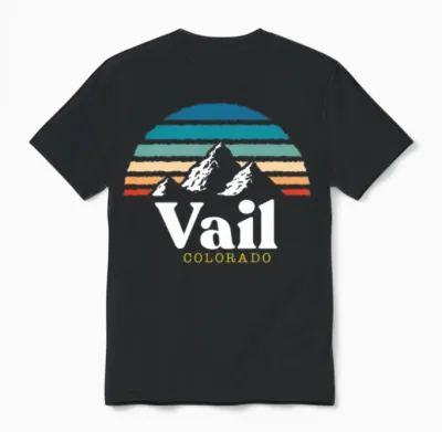 Vail, Coloradousa Ski Resort 1980s Retro Unisex T-Shirt - Black