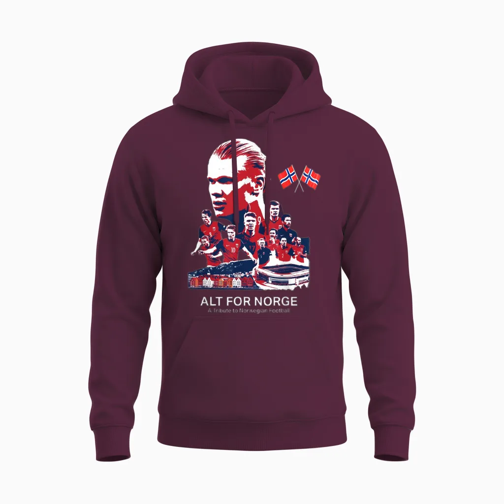 Norwegen Flagge Vintage Stil Nordic Rot Weiß Blau Symbol Unisex Hoodie in Maroon