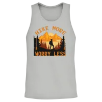 Hike More Worry Less Hiking Camping Mountains Wild Unisex Tank Top - Ash – 2