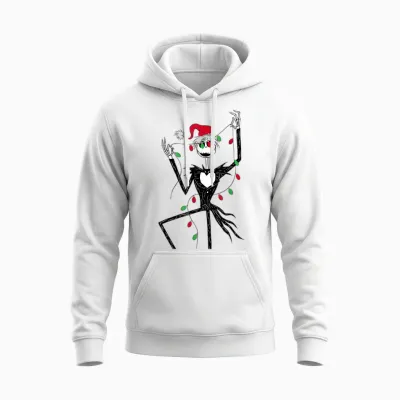 Disney the Nightmare Before Christmas Jack String Lights Unisex Hoodie - White