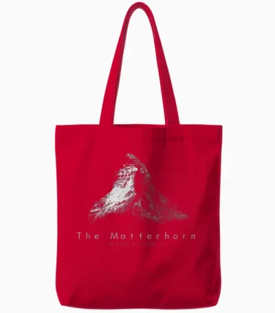 Minimalistisches Matterhorn-T-Shirt Tote Bags - Red