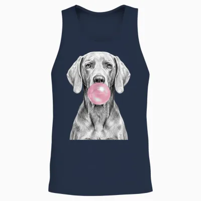 Chien Braque De Weimar Soufflant Bubble Gum Funny Canine Unisex Tank Top - Navy