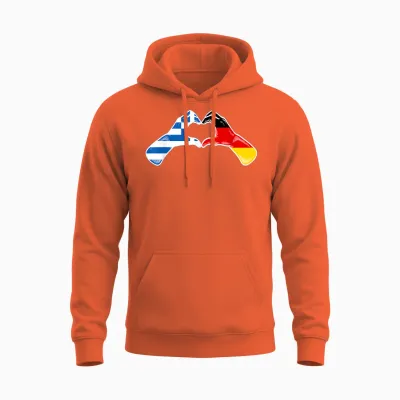 Griechenland Deutschland Flagge - Griechisches Deutsches Herz Unisex Hoodie - Orange
