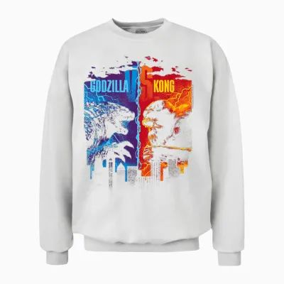 Godzilla X Kong T-Shirt, Unisex-Adults, Short Sleeve, Black, Small Unisex Sweatshirt - White