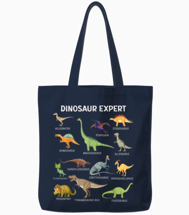 Dinosaur Boys Tee for Kids Adult Toddler Cute Mens Dinosaur Tote Bags in Navy
