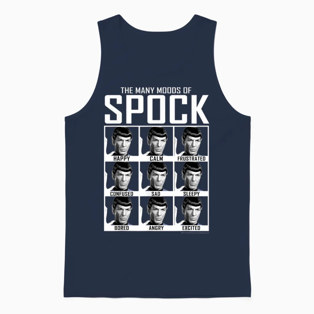 Star Trek: the Original Series Moods of Spock Textbook Unisex Tank Top in Navy