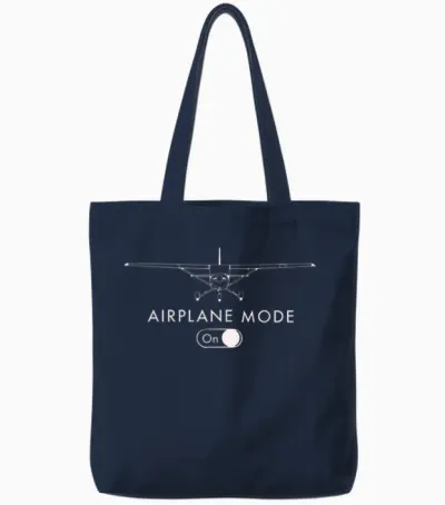 Pilot C172 Flying Gift Airplane Mode Short Sleeve Tote Bags - Navy