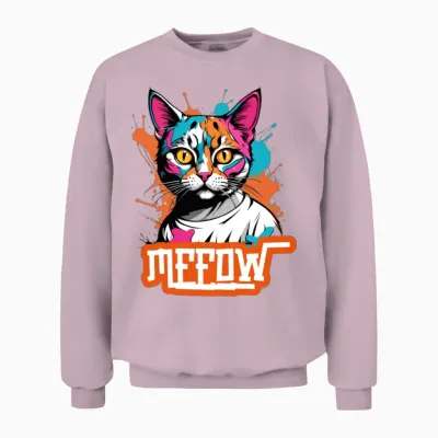'meeow' Graffiti Cat Gd Unisex Sweatshirt - Light Pink