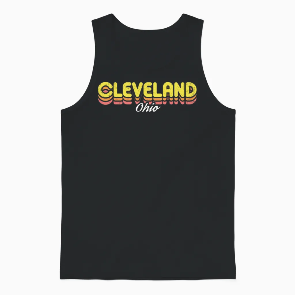 Retro Cleveland Ohio Unisex Tank Top in Black