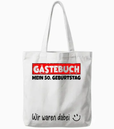 Guest Book Wir Were Here My 50th Birthday T-Shirt, White, S Tote Bags - White