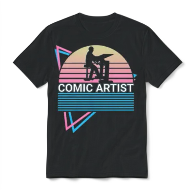 Comic Artist Retro Unisex T-Shirt - Black