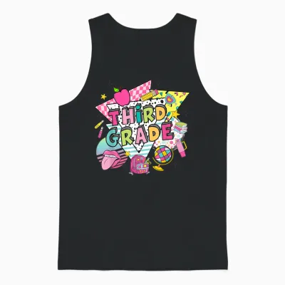 Hello Third Grade Shirt - Girls 3rd Grade Outfit, 3rd Grade Unisex Tank Top - Black
