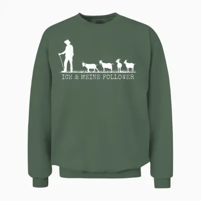 Ich Und Meine Follower Goat Holder T-Shirt, Black Unisex Sweatshirt - Military Green