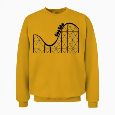 Roller Coaster Cars on the Tracks at a Adventure Unisex Sweatshirt - Gold