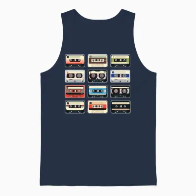 Retro Mixtape Cassettes Unisex Tank Top - Navy