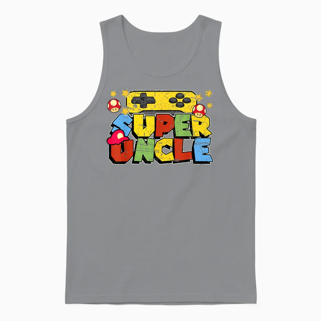 Gamer Super Uncle Funny for Uncle Unisex Tank Top in Sport Grey