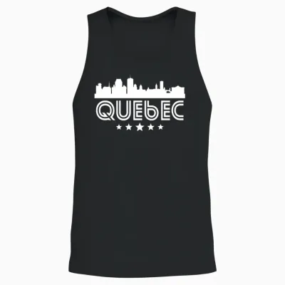 Retro Quebec Skyline Unisex Tank Top - Black