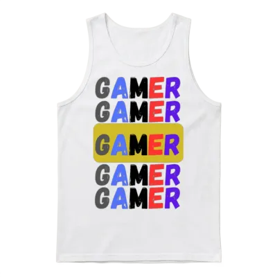 Distressed Retro Gamer Unisex Tank Top - White