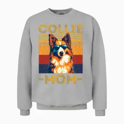 Collie Mom Retro Unisex Sweatshirt - Ash