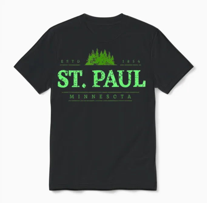 Saint Paul Minnesota | Rétro Saint Paul Mn Treeline Unisex T-Shirt in Black