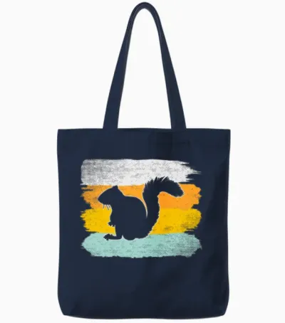 Squirrel Retro Tote Bags - Navy