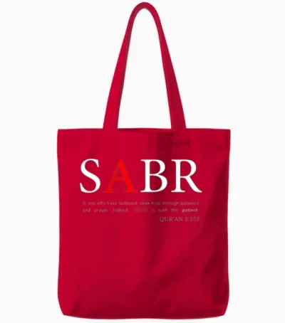 Sabr - Moslem Islamic Quote Tote Bags - Red