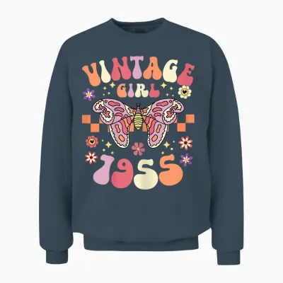 70 Ans Année 1955 Vintage Femme 70eme Anniversaire 1955 Unisex Sweatshirt - Dark Heather