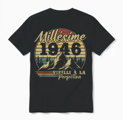 Vintage 1946 Birthday Gift 80 Years Men Women Unisex T-Shirt - Black
