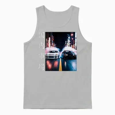 Zwei Jdm Drift Race Cars Japan Domestic Market (backprint) Unisex Tank Top - Ash