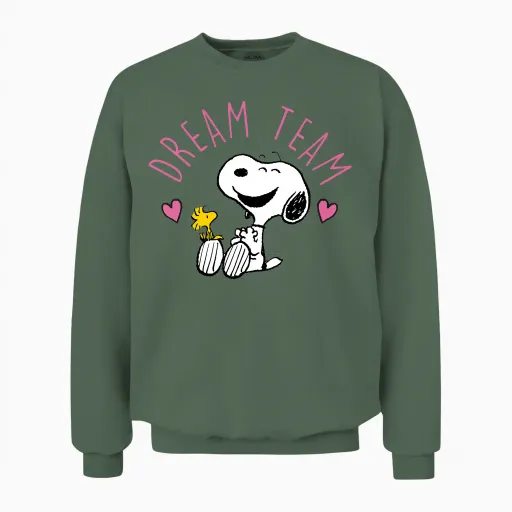 Peanuts- Snoopy Dream Team Langarmshirt Unisex Sweatshirt in Military Green