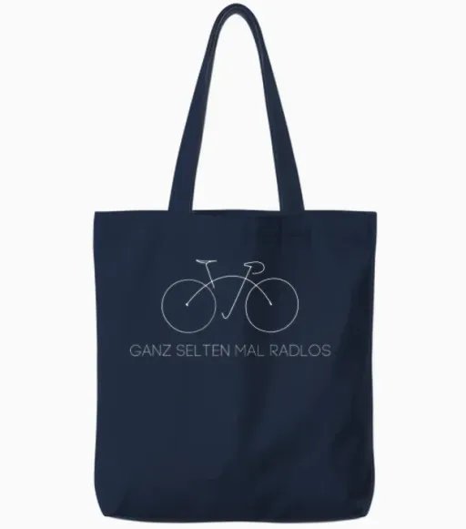Very Rare Mal Radlos Motif for Cyclists, Bicycle, Road Bike T-Shirt, Black Tote Bags - Navy