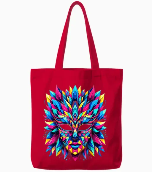 Retro Carnival Mask Brazil Rio T-Shirt, Black, S Tote Bags in Red