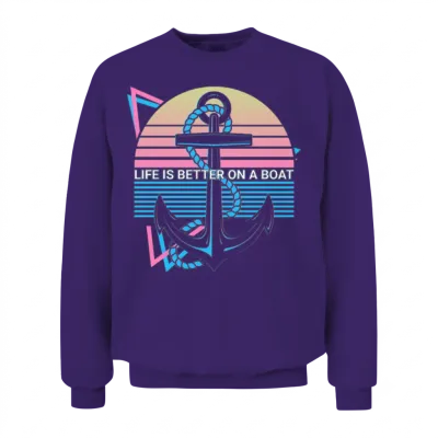 Funny Boating Retro Unisex Sweatshirt - Purple