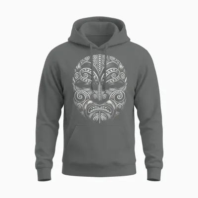 Mask Maori Design New Zealand Haka Kiwi Land Aotearoa Nz T-Shirt, Black, S Unisex Hoodie - Graphite Heather