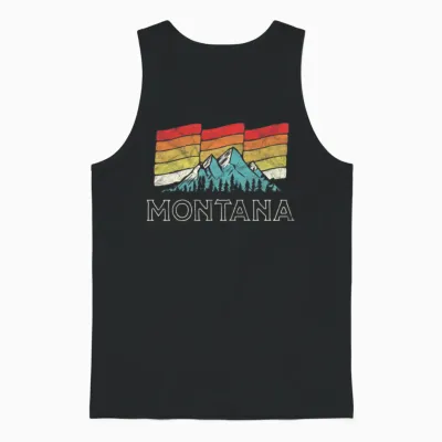 Retro Montana Mountains Vintage Unisex Tank Top - Black