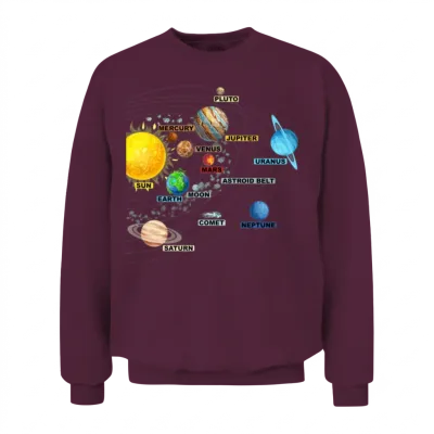Solar System Planets Astronomy Space Science Girls Unisex Sweatshirt - Maroon