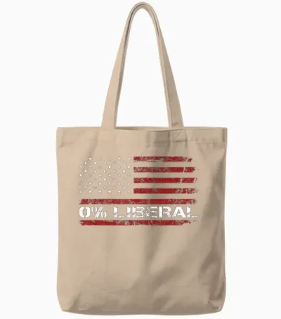 0% Liberal Zero Percent Anti Liberal - Red Republican Tote Bags - Natural