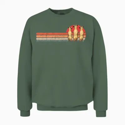 Meerkat Vintage Retro Unisex Sweatshirt - Military Green